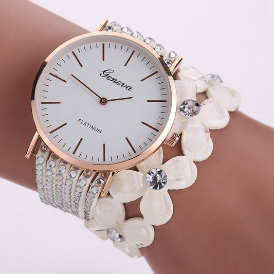 Reloj para mujer con elegante pulsera de cuarzo cristal diamante